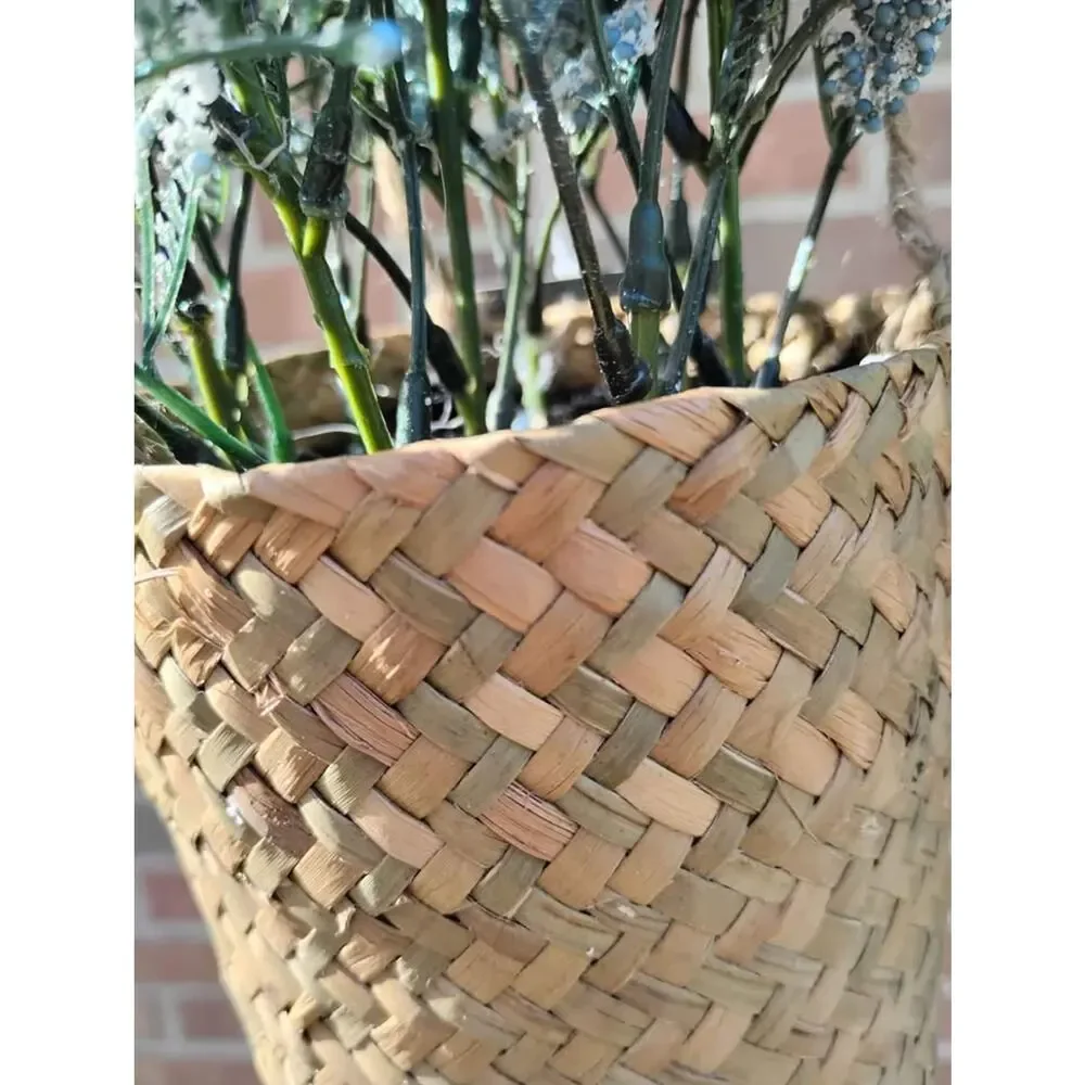 NEW Faux Hanging House Plant in woven pot, Decor Boho Rustic Farmhouse